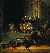 Rembrandt, Still life with two Peacocks and a Girl.